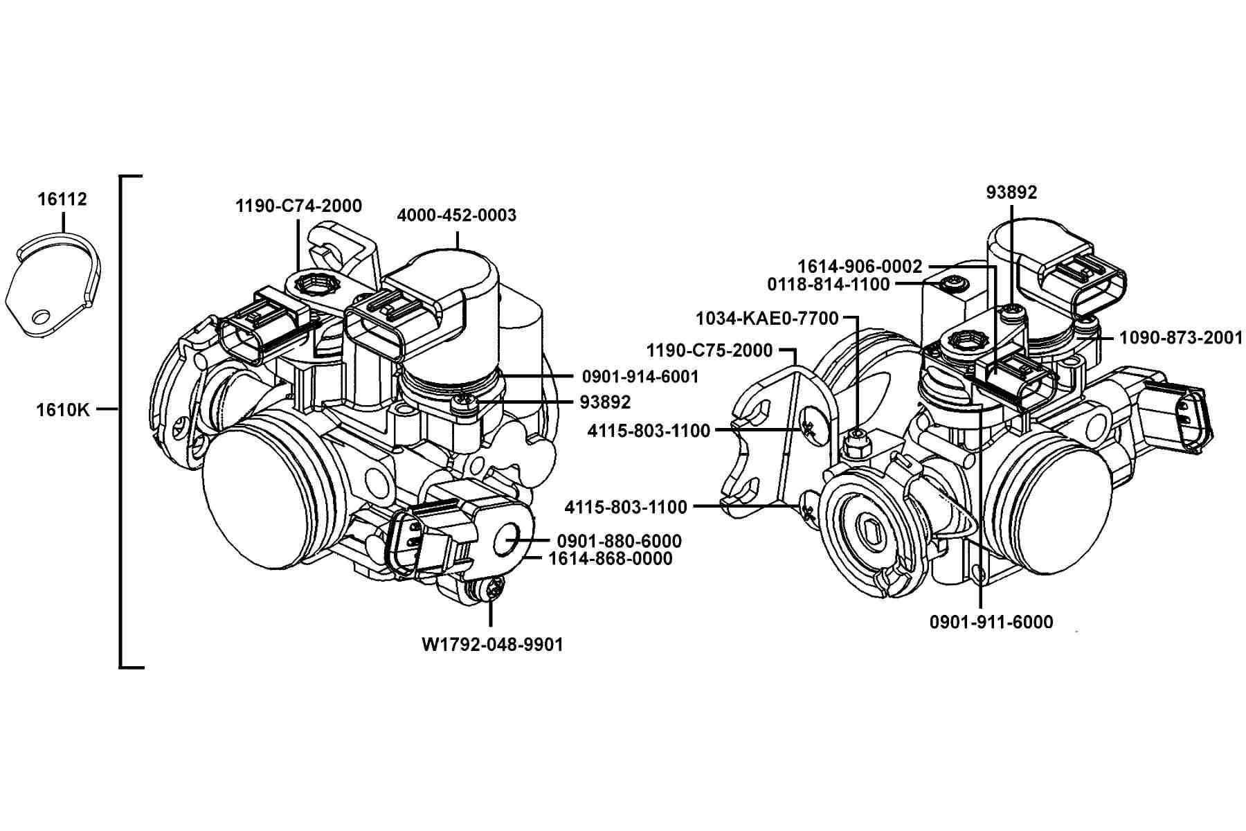 KYMCO XCITING R500i (2014) Throttle Body parts diagram