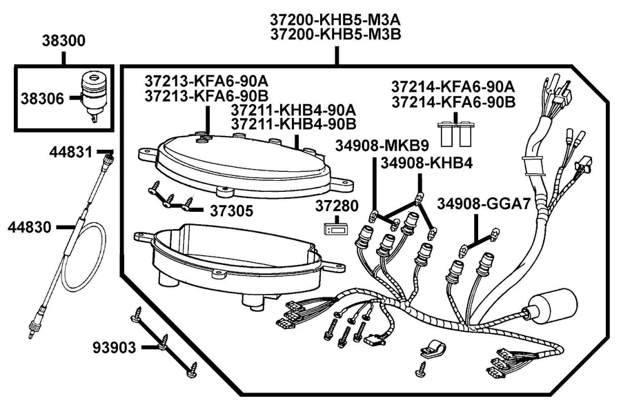 F02 Speedometer parts diagram