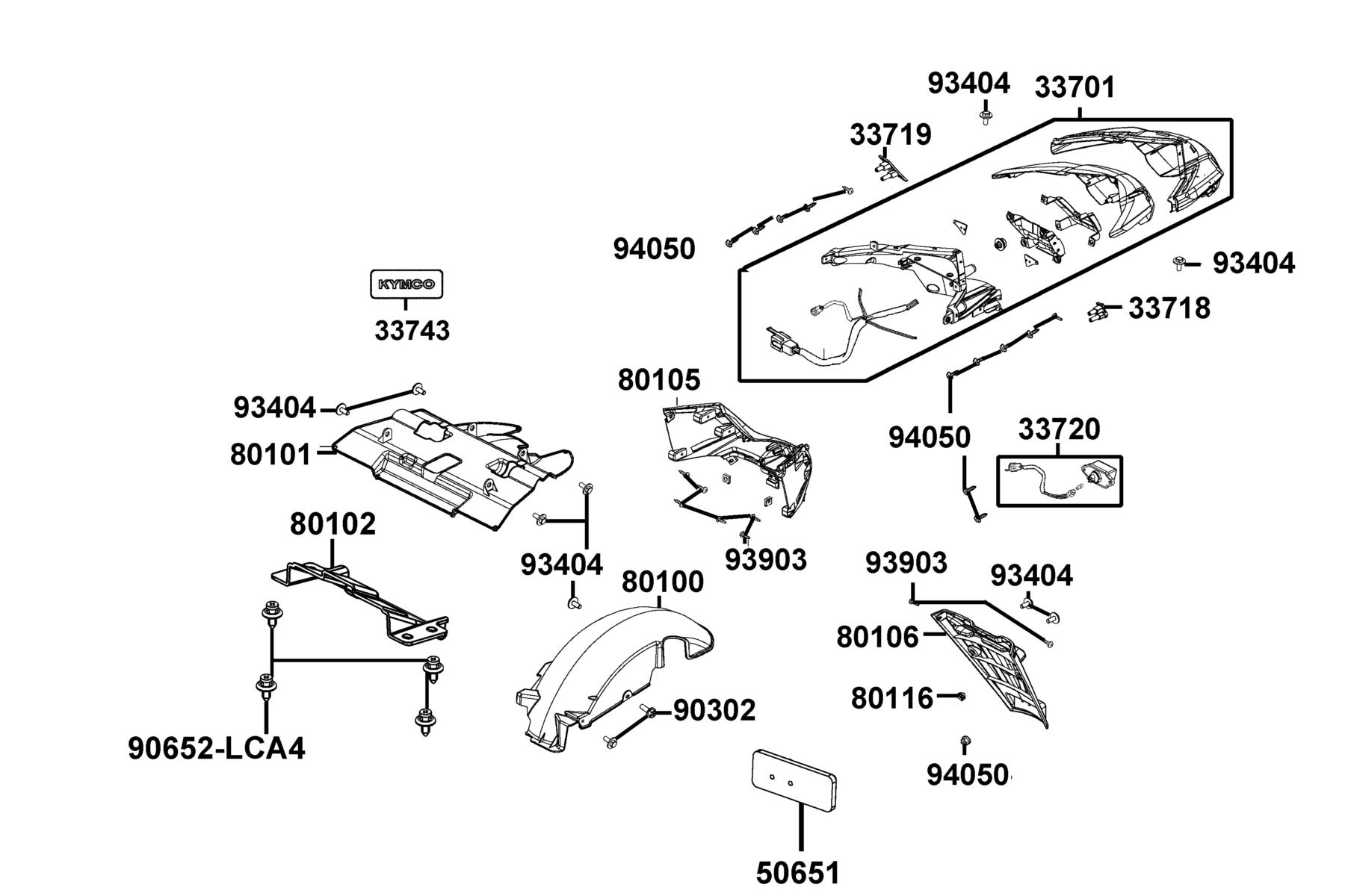 LikeII 150i (2020) Tail Light parts diagram