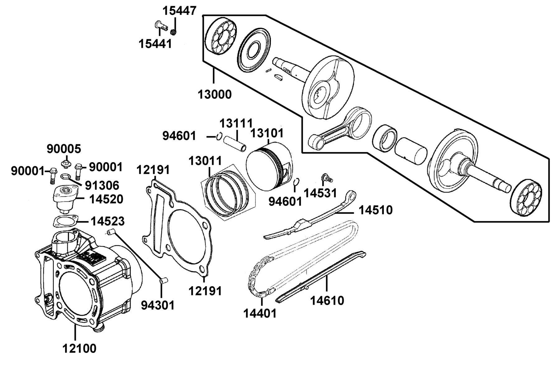 X-Town 300i ABS (2021) Cylinder ● Piston ● Crankshaft parts diagram