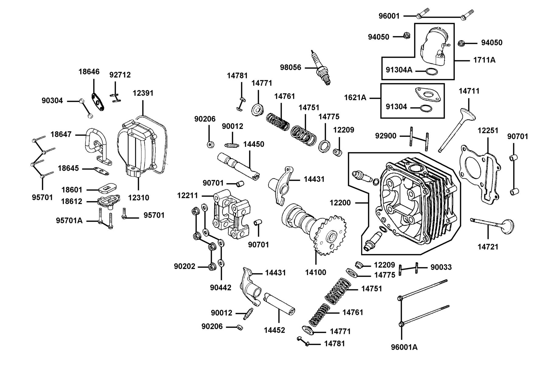 Mongoose 70s(2021) Cylinder Head Cover ● Cylinder Head parts diagram