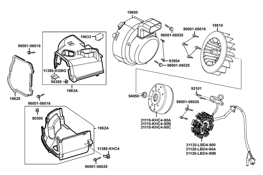 E07 Fan Cover and Generator parts diagram