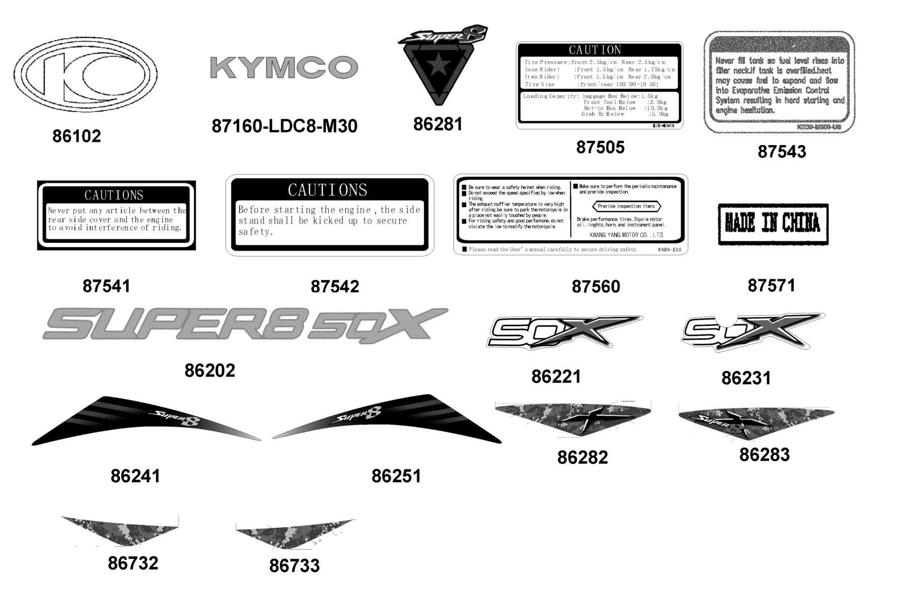 SUPER8(2016~) Emblem ● Stripe parts diagram