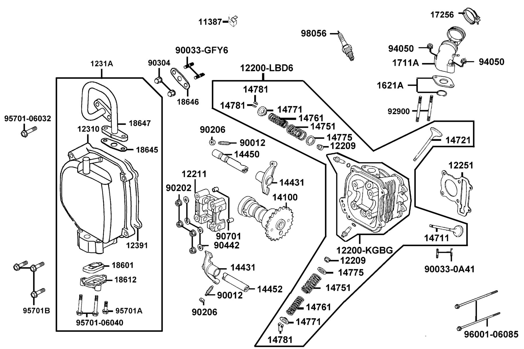 Agility 50(2020) Cylinder Head parts diagram
