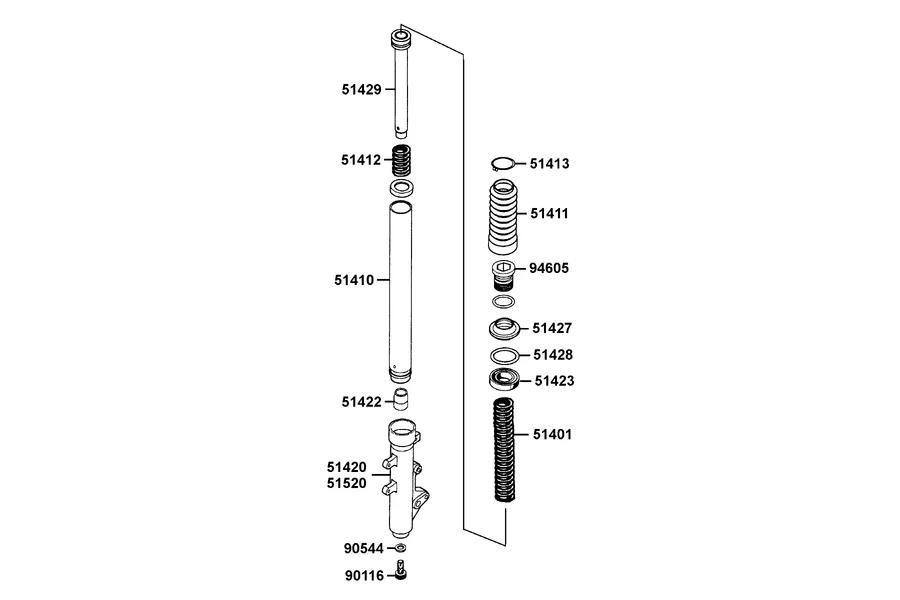 F23 Separated Parts Of Fr Fork parts diagram