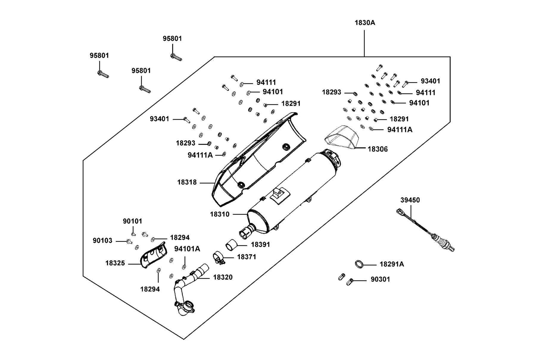 KYMCO XCITING 400i ABS (2018) Exhaust Muffler parts diagram