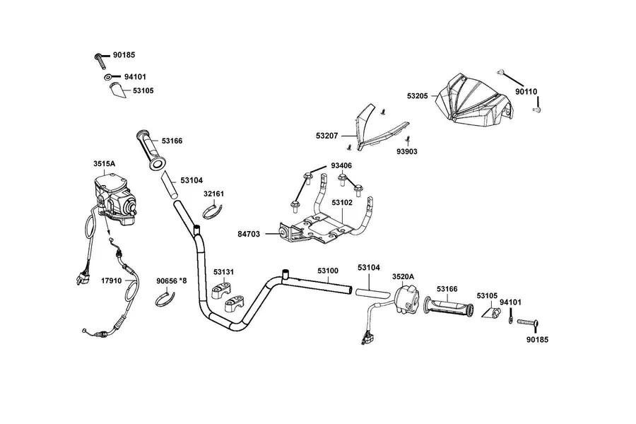 F03 Handle Steering parts diagram