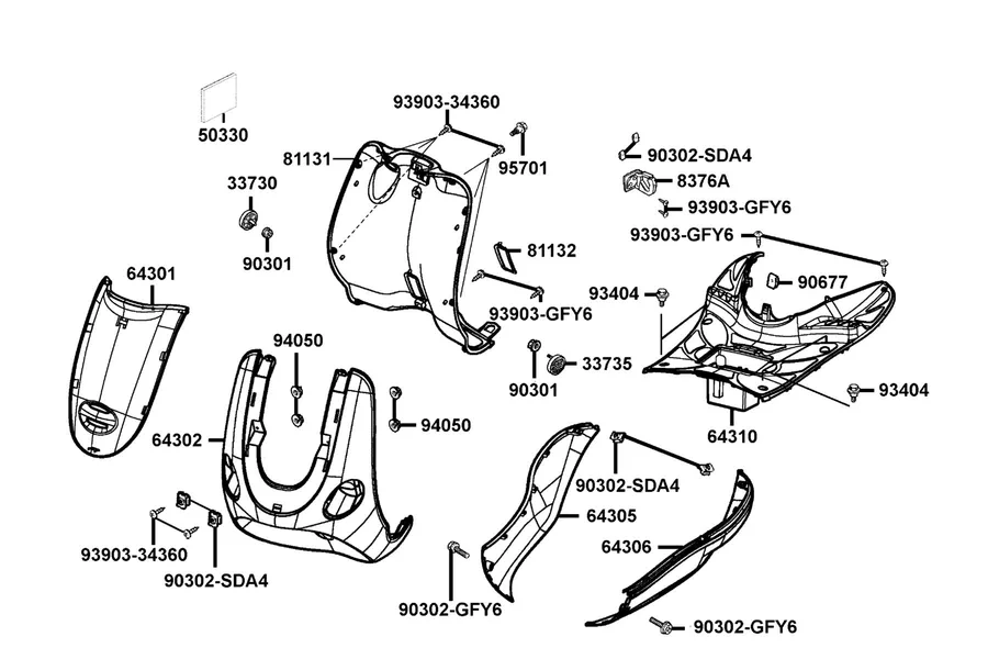 F05 Front Cover and Floor Panel parts diagram