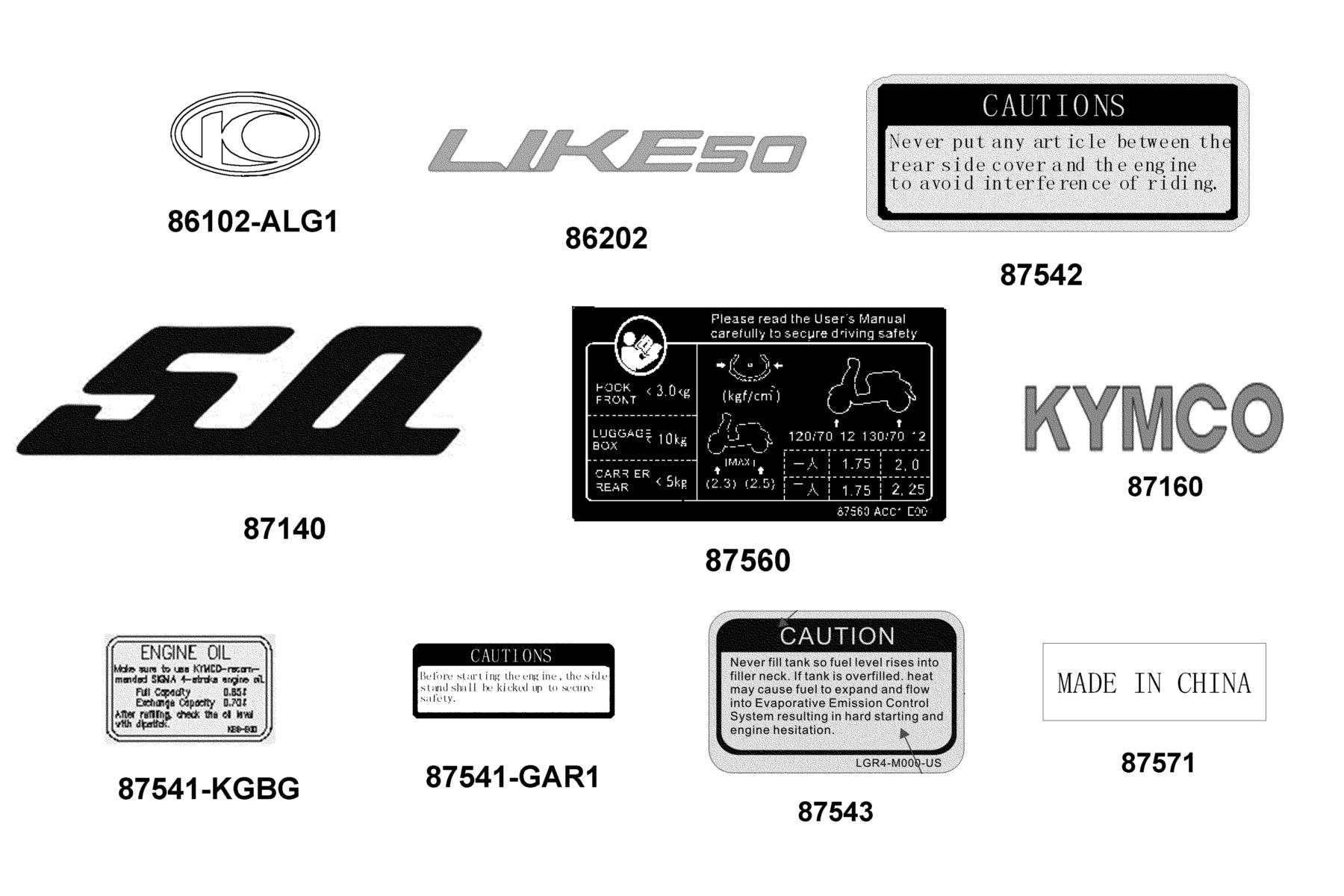 LIKE(2)50(2019~) Emblem ● Stripe parts diagram