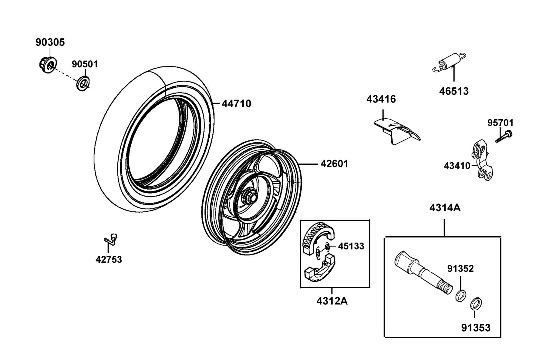 COMPAGNO 110i (2016~) Rear Wheel parts diagram