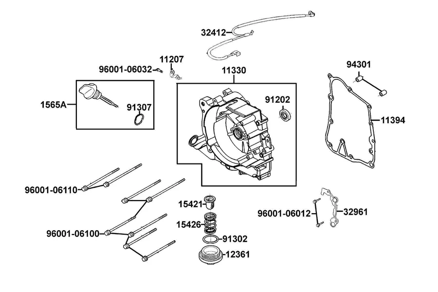 E04 Right Crankcase Cover parts diagram