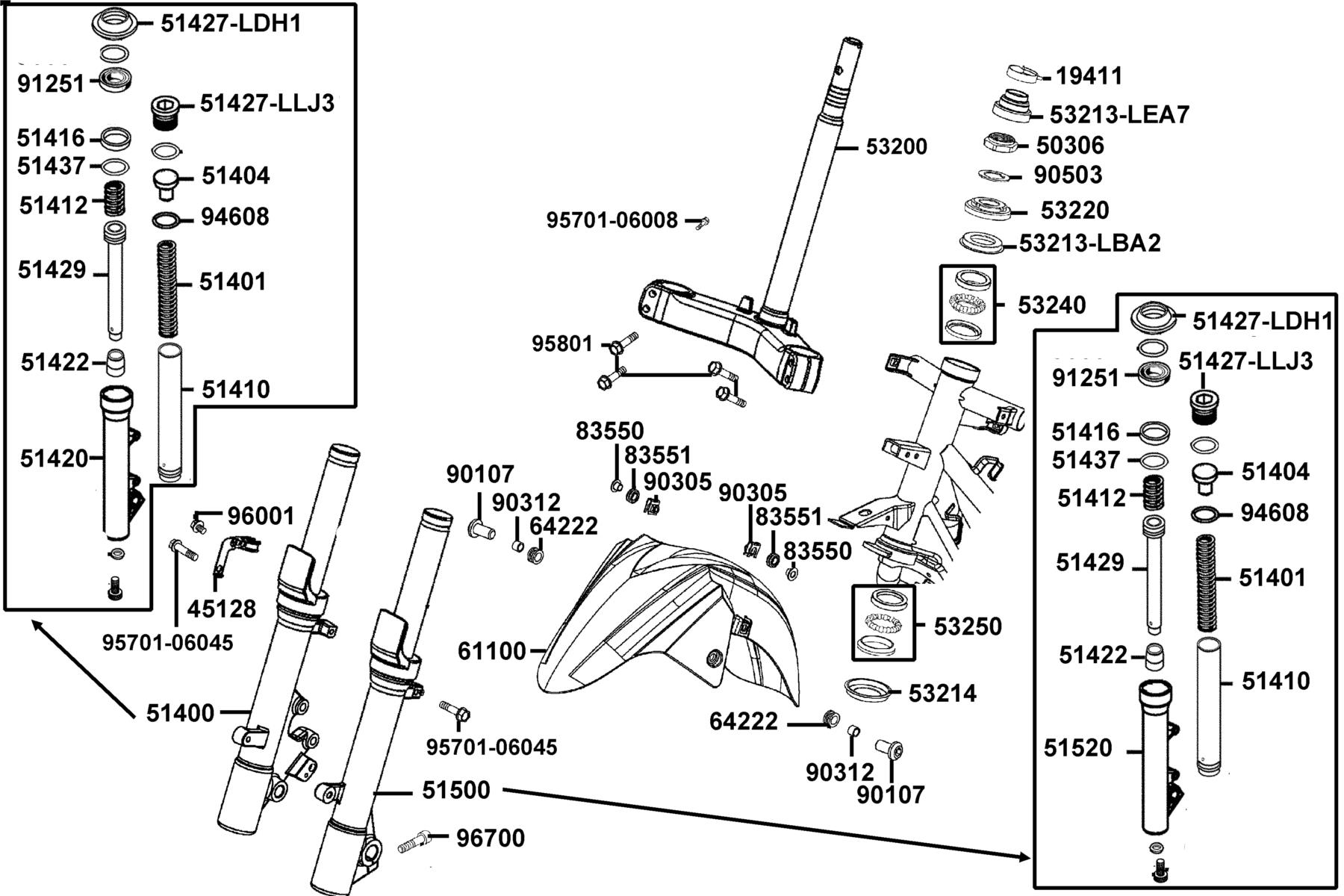X-Town 300i ABS (2022) Stem Steering ● Front Cushion parts diagram