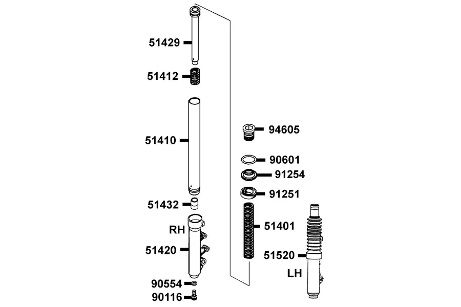 F21 Separated Parts Of Fr Fork parts diagram
