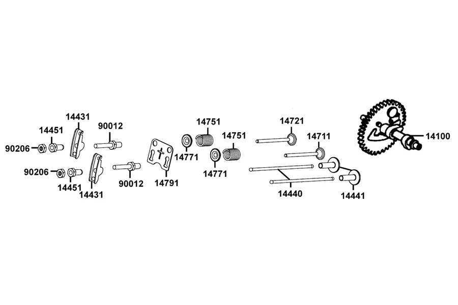 E05 Cam Shaft Comp and Valve parts diagram
