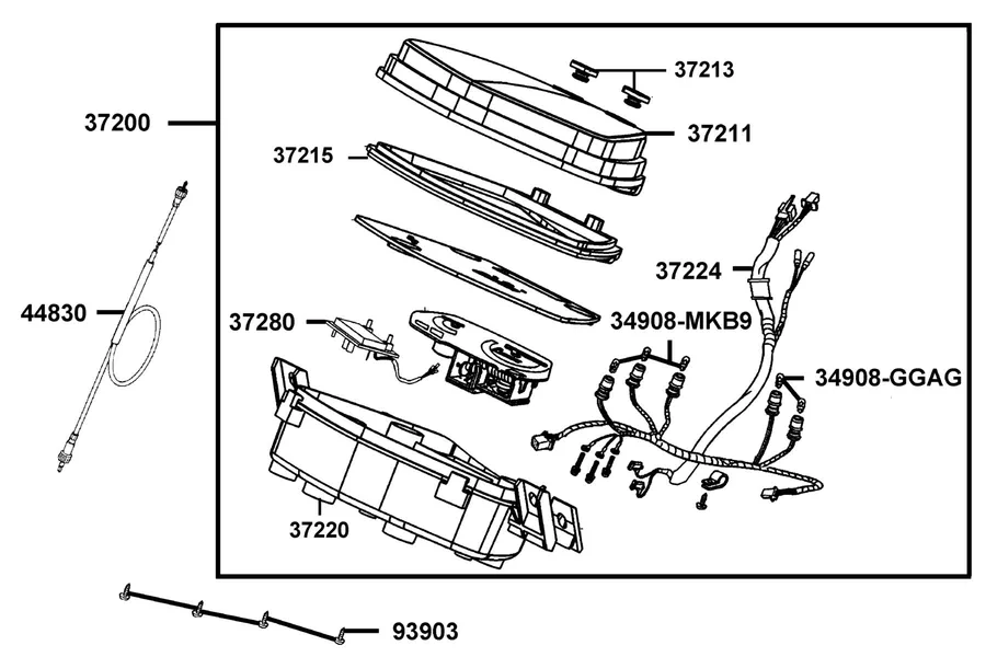 F02 Speedometer parts diagram