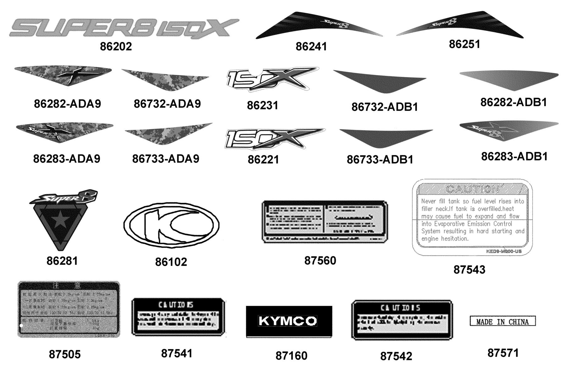 SUPER8 150X OFF-ROAD(2015~) Emblem ● Stripe parts diagram