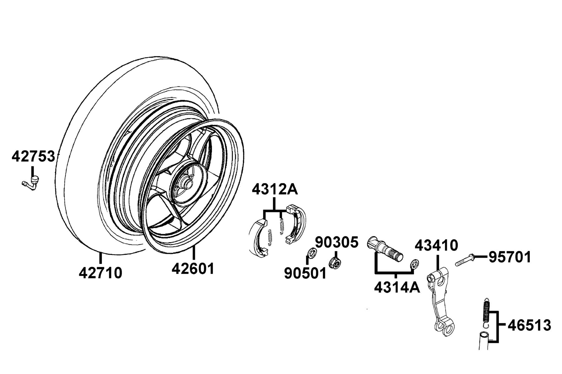 AGILITY 125(2020) Rear Wheel parts diagram