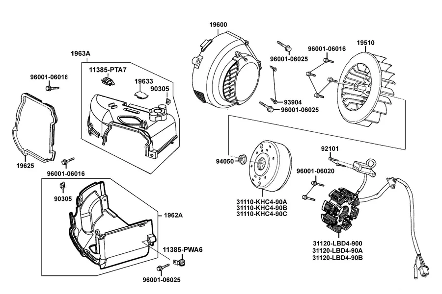 E07 Fan Cover and Generator parts diagram