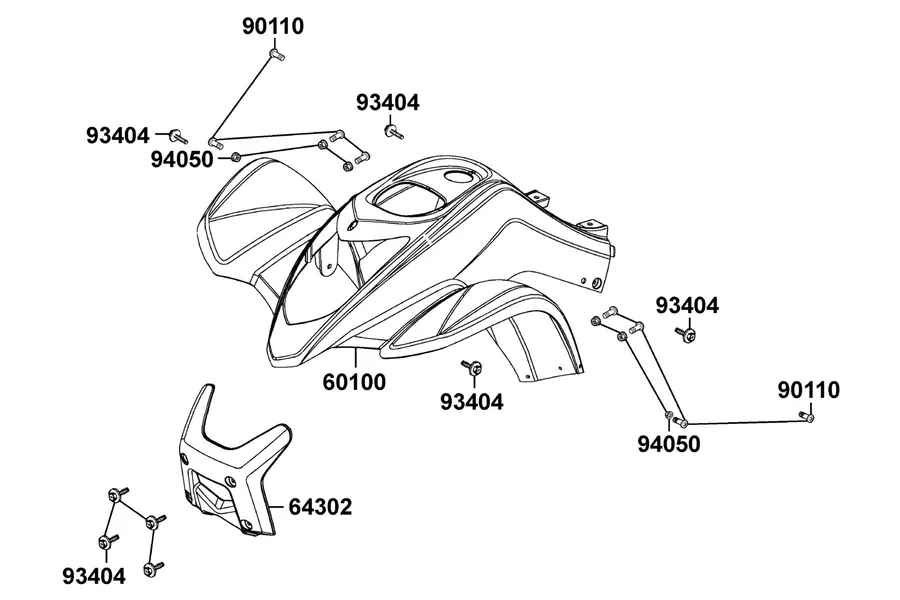 F04 Front Cover and Fr Fender parts diagram