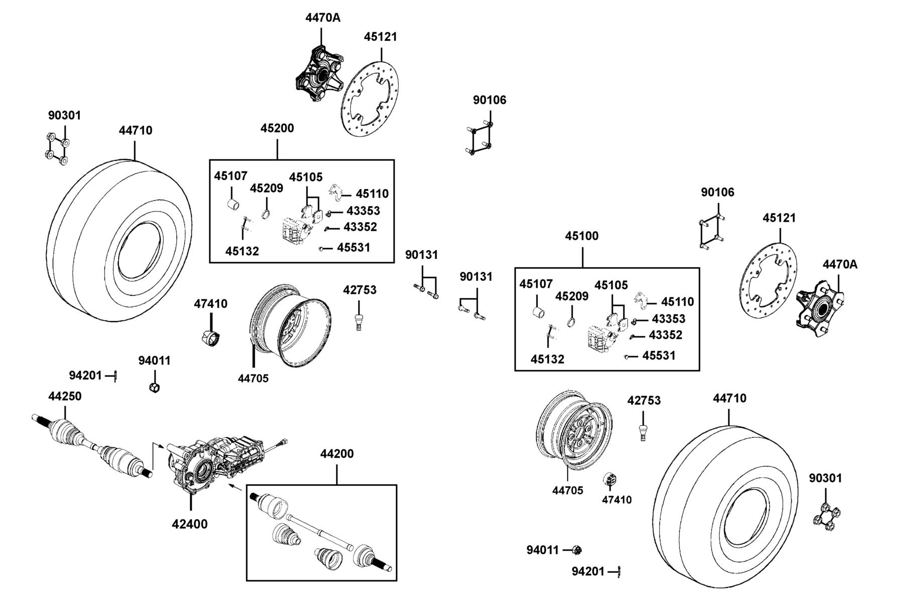 MXU 700i (2022) Front Wheel parts diagram