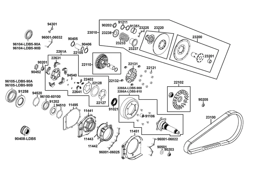 E05 Drive Pulley parts diagram