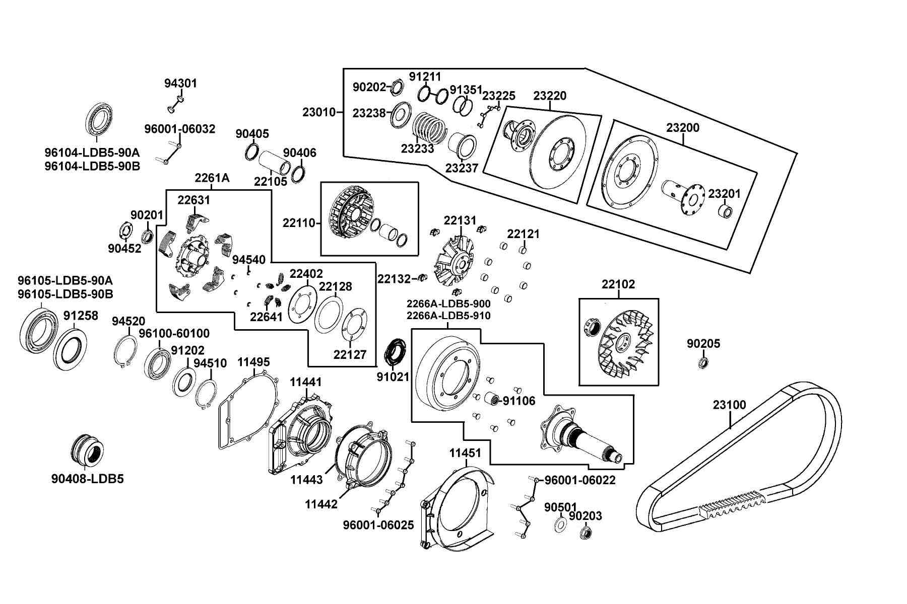 KYMCO MXU 500 (2008-2008) Drive Pulley parts diagram