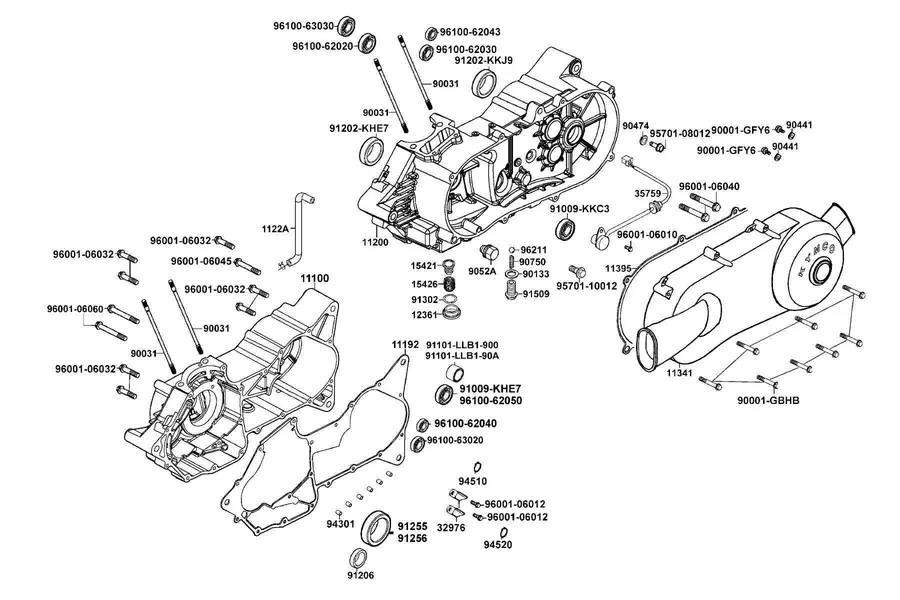 E01 Crank Case parts diagram
