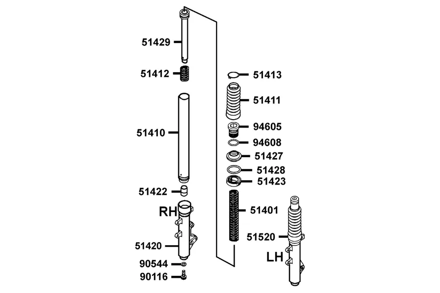 F22 Separated Parts Of Fr Fork parts diagram