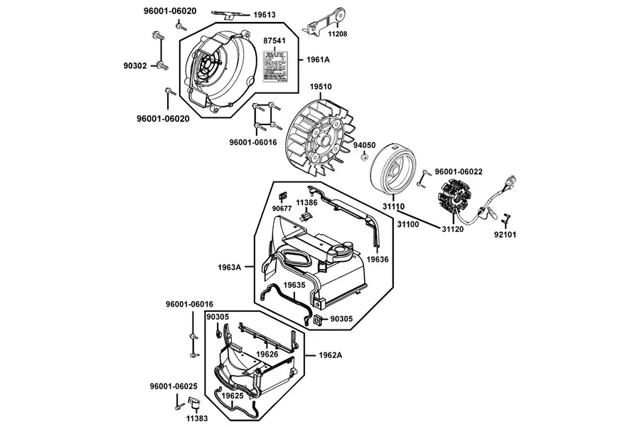 E07 Fan Cover and Generator parts diagram