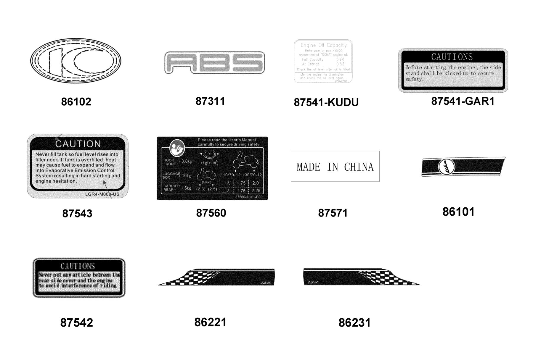 LikeII 150i (2020) Emblem ● Stripe parts diagram