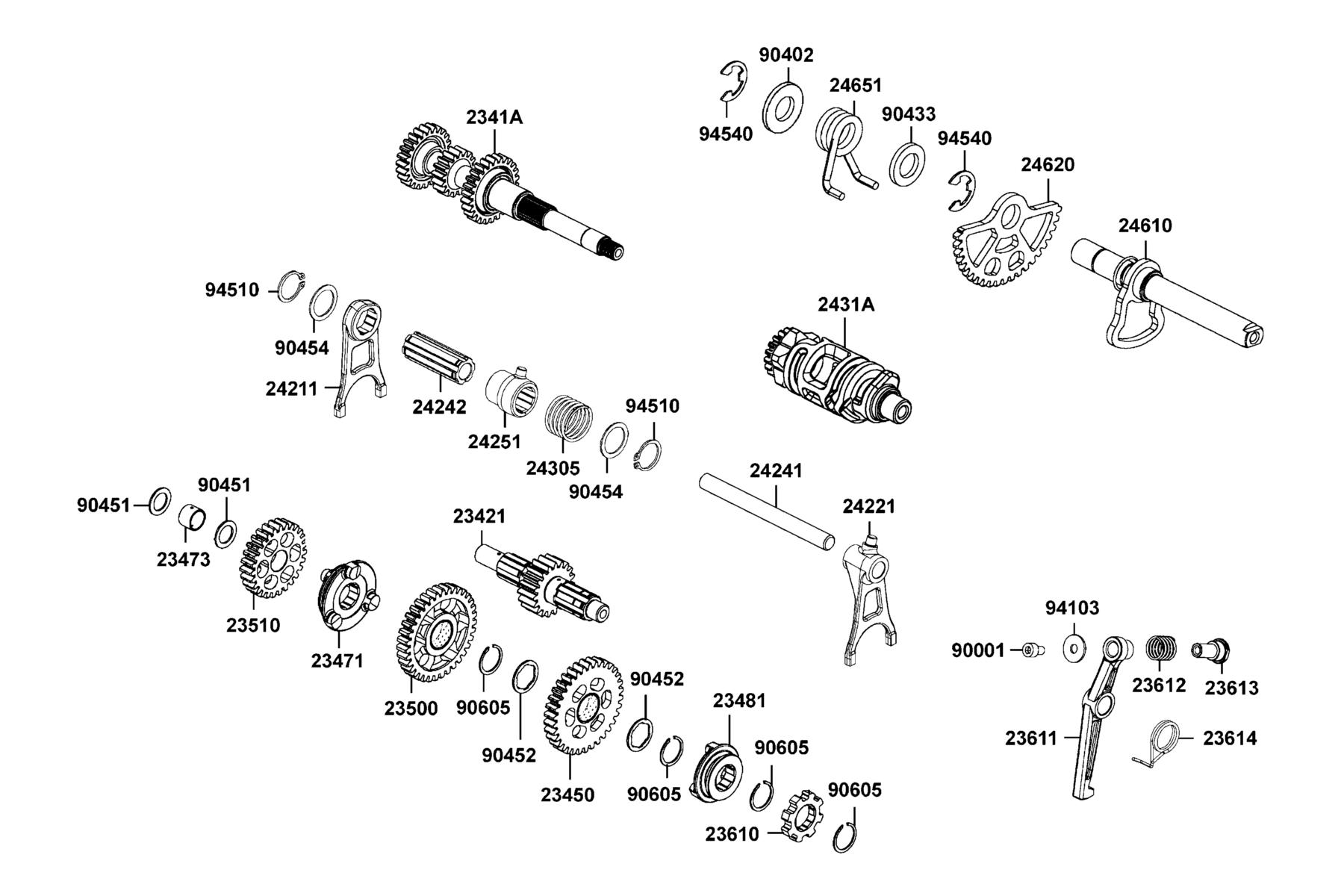 UXV 700i LE EPS(2020) Shaft Assy Drive ● Spindle Assy Drum Shift parts diagram