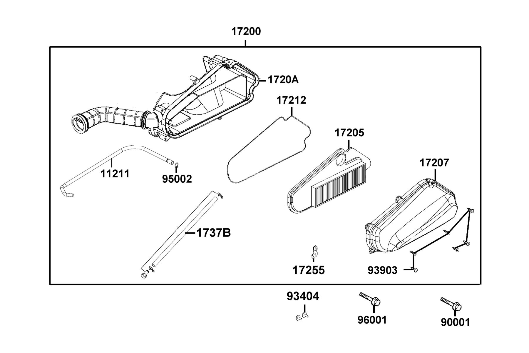 LIKE(2)50(2019~) Air Cleaner parts diagram