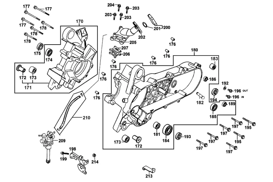 E09 Crankcase and Oil Pump parts diagram