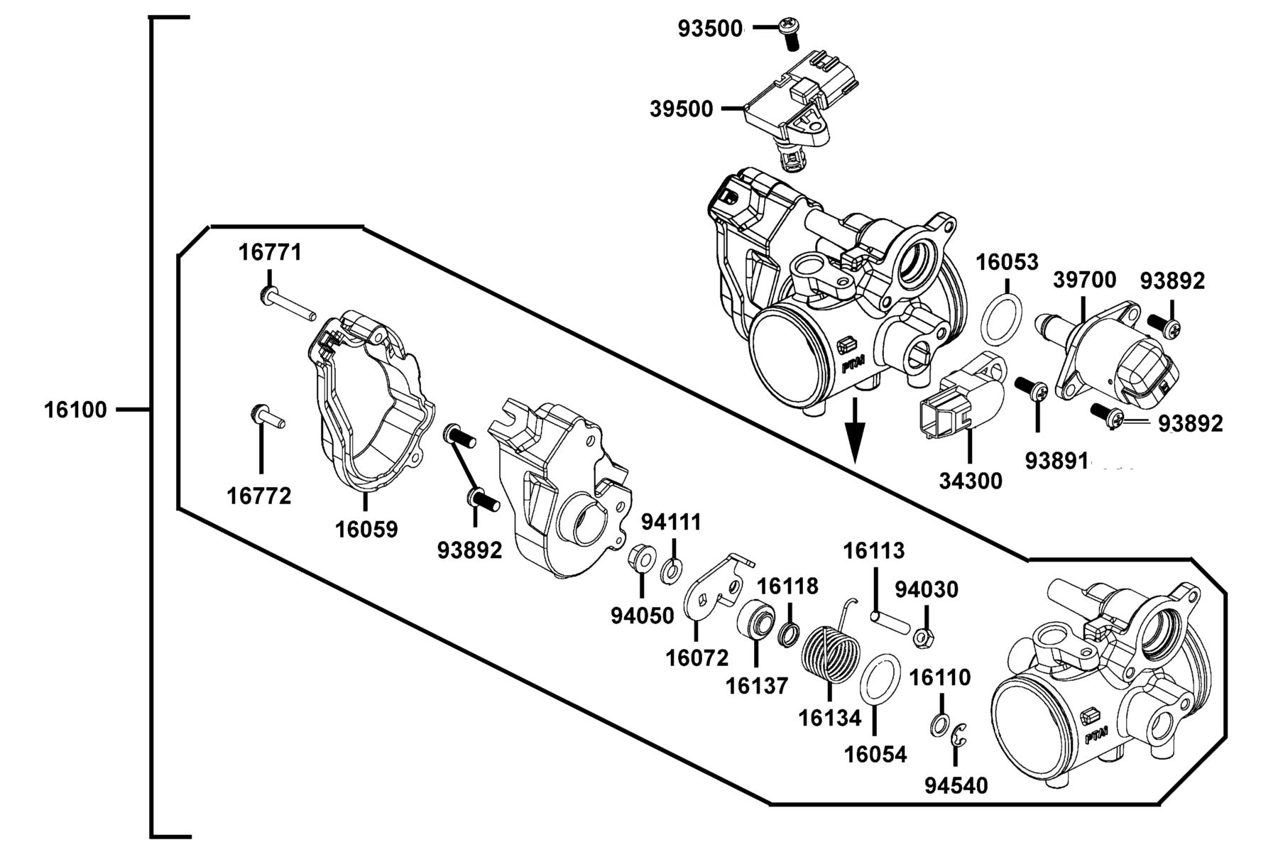 UXV Throttle Body Assy parts diagram