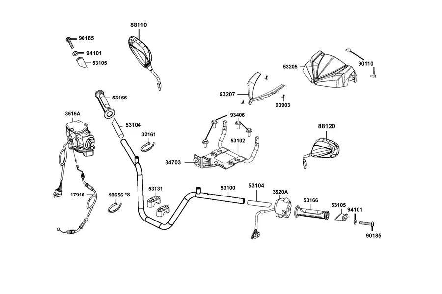 F03 Handle Steering parts diagram
