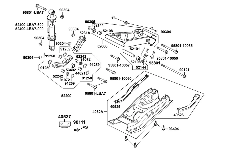 F18 Rear Fork parts diagram