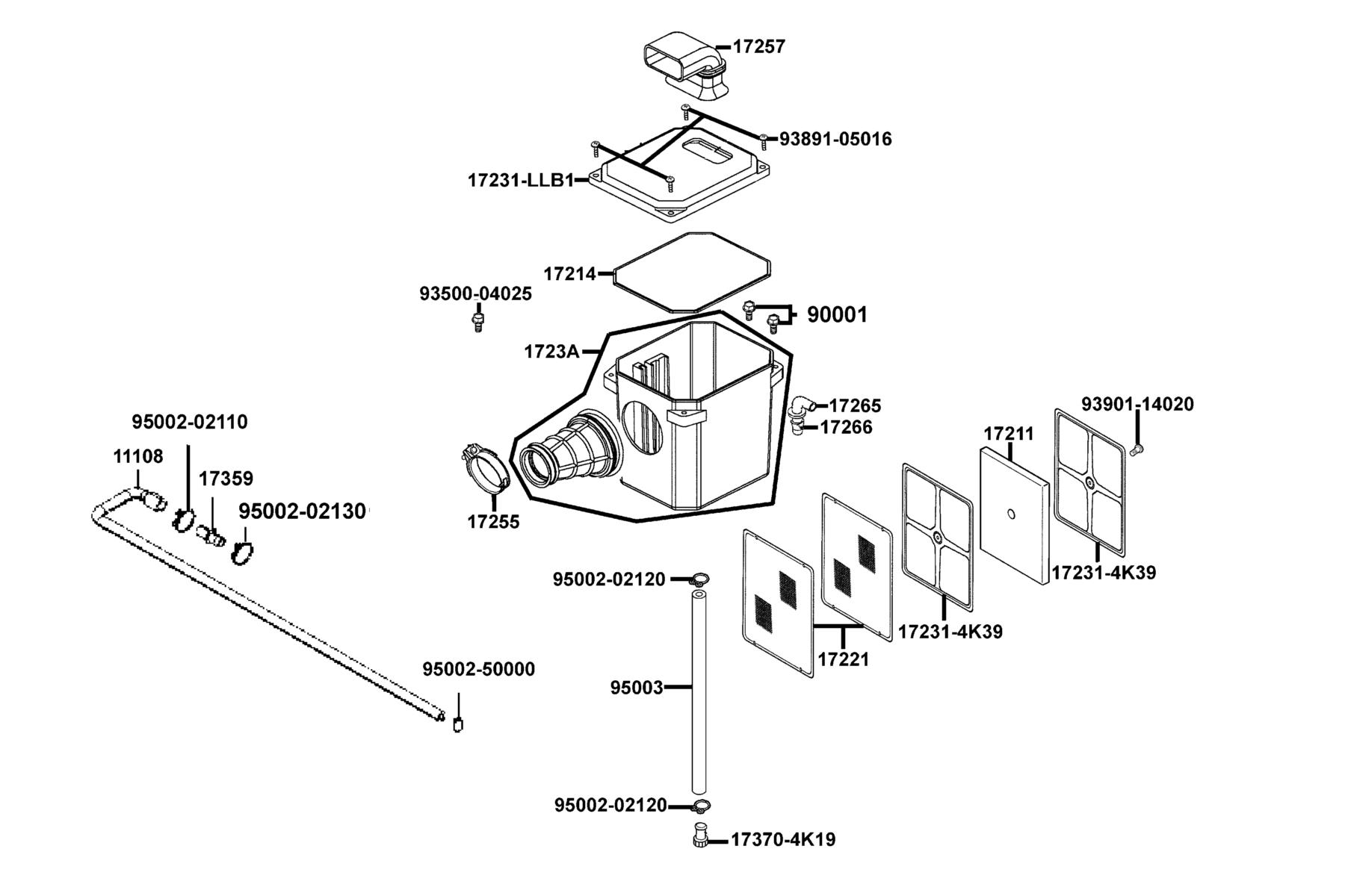 MXU 150X 2025MY EPA Air Cleaner parts diagram