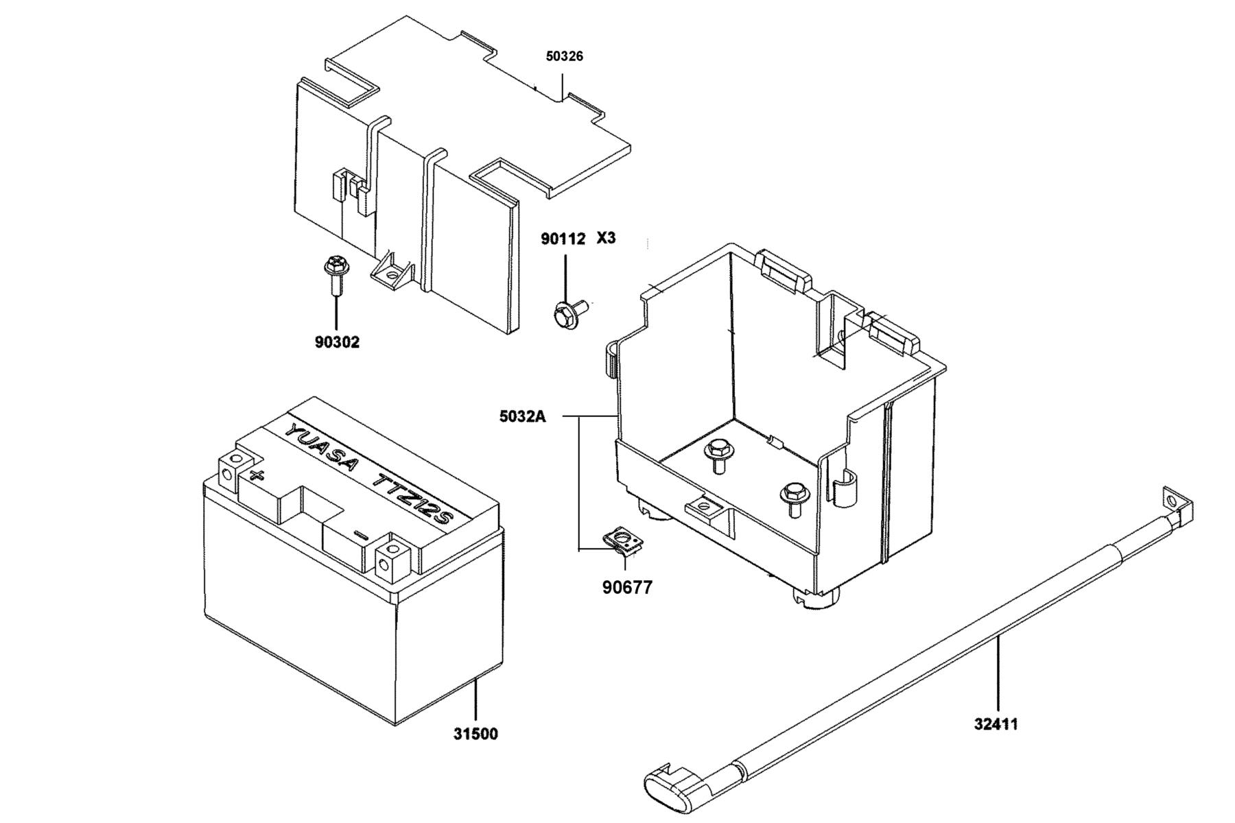 DOWNTOWN GT 125 Battery parts diagram
