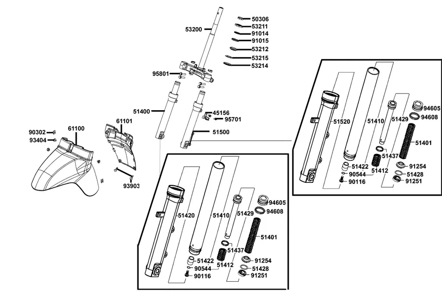 F06 Stem Steering and Front Cushion parts diagram