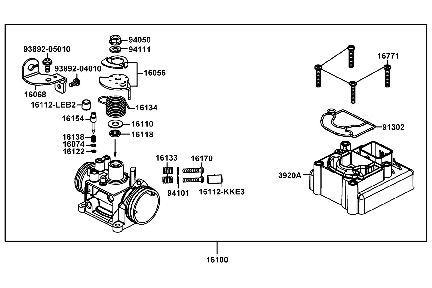 LIKE 200(2010~) Carburetor parts diagram