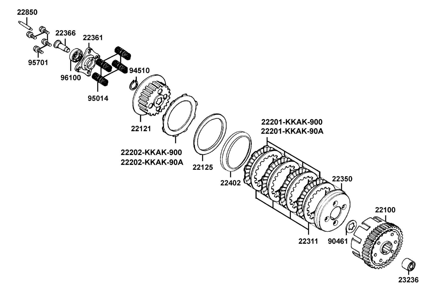 SPADE 150 FI(2018) Clutch parts diagram