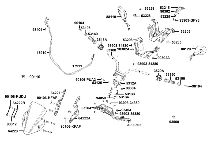F03 Handle Steering parts diagram