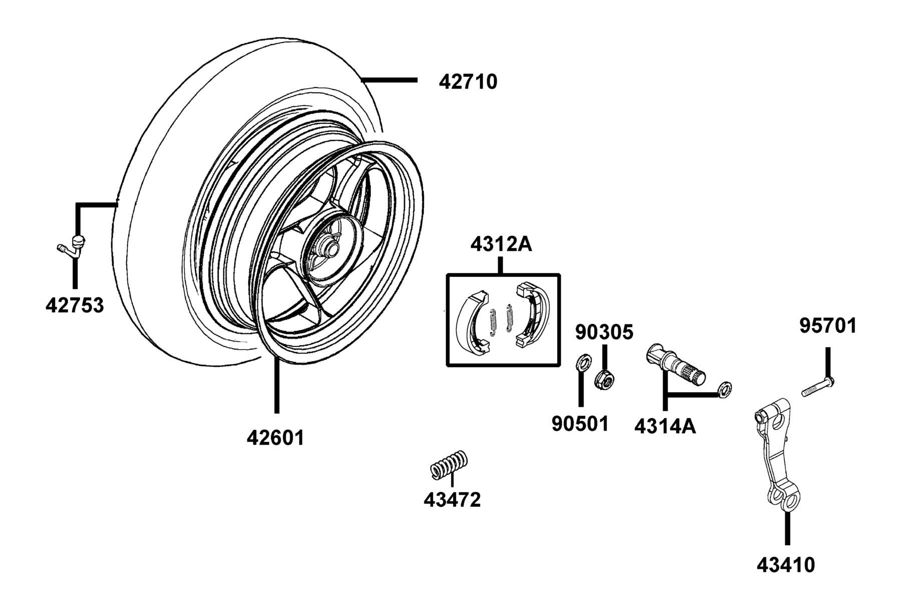 Agility 50 (2021) Rear Wheel parts diagram