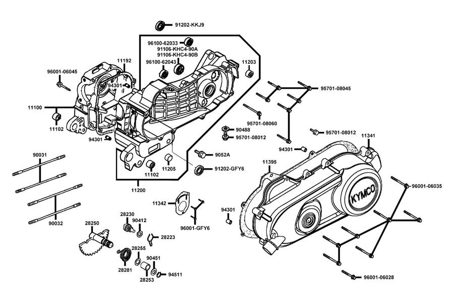 E01 Crank Case parts diagram