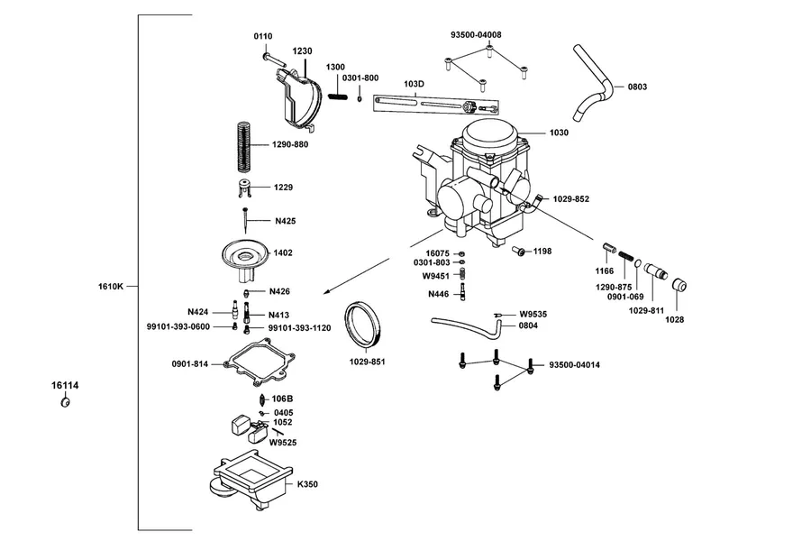 E08 Carburetor parts diagram