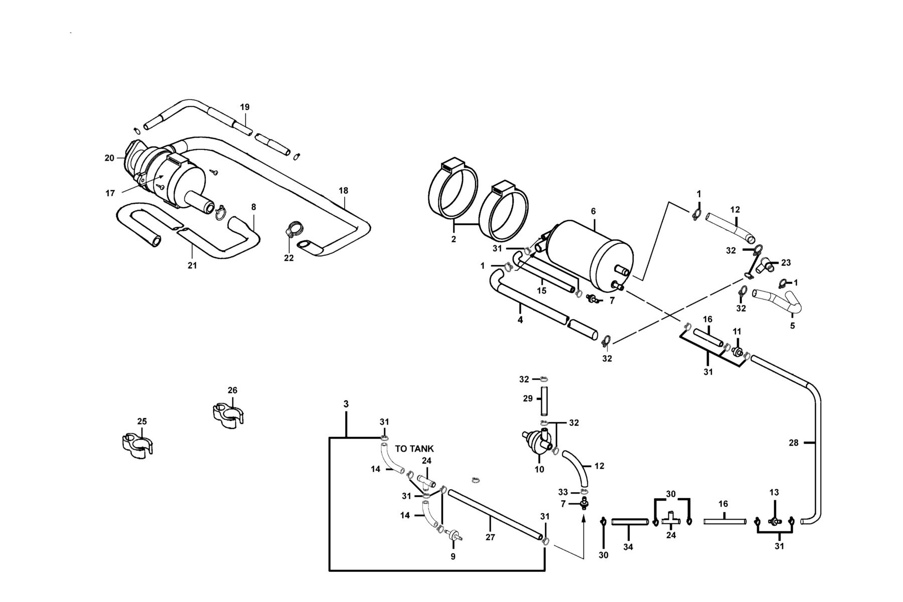 KYMCO B&W150 Canister parts diagram