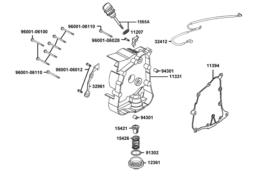 E04 Right Crankcase Cover parts diagram