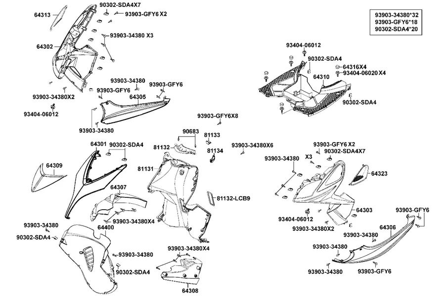 F05 Front Cover and Front Fender parts diagram