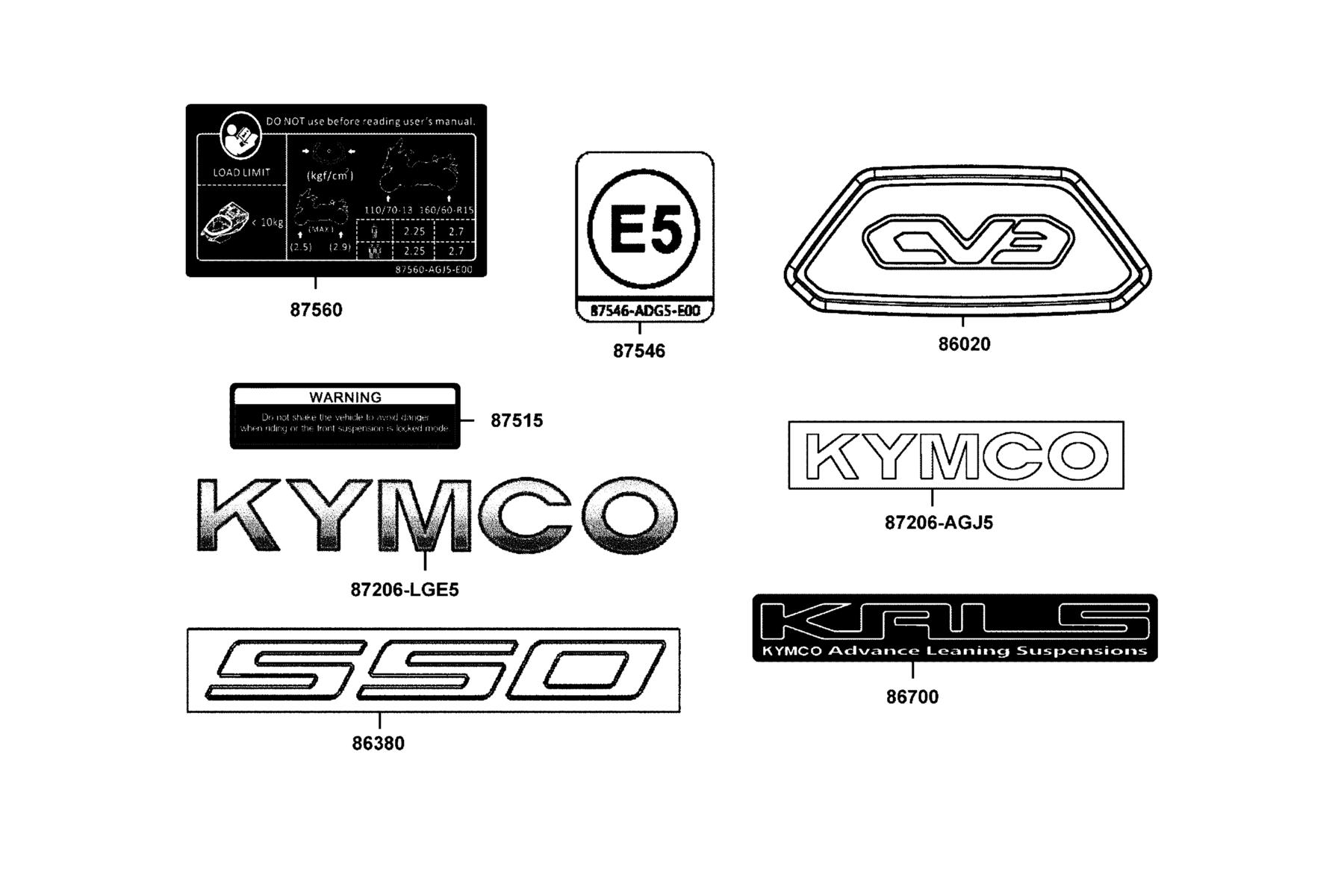CV3 2023 Caution Label parts diagram