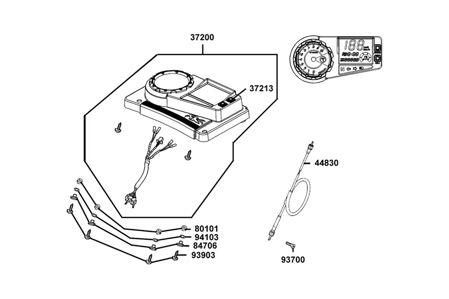 F03 Speedometer parts diagram